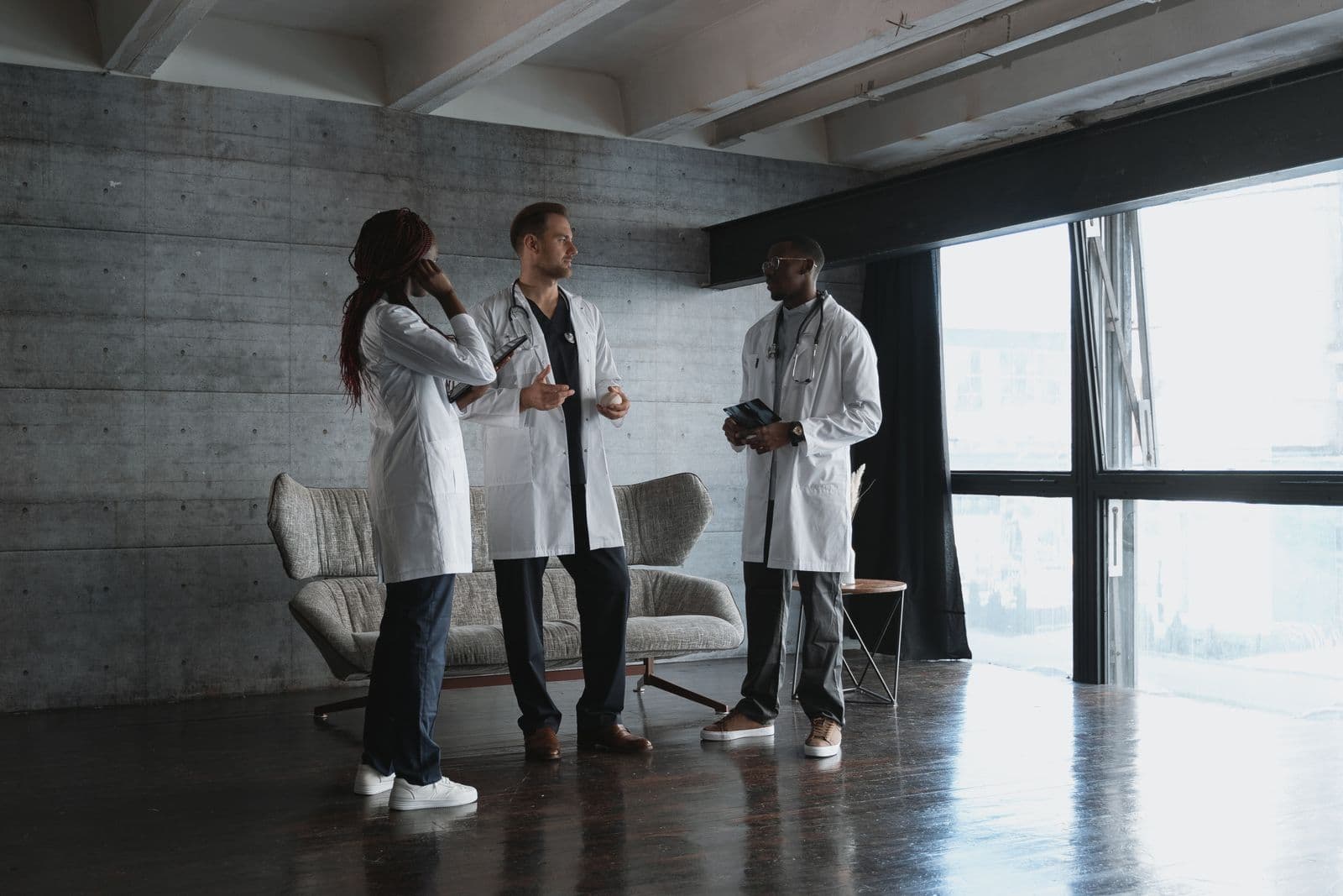 Healthcare professionals talking together